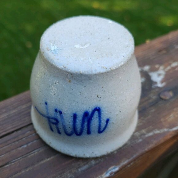 Salmon Falls Pottery Blue UNH Votive Custard Cup Dover Durham NH Stoneware RARE - Picture 3 of 4